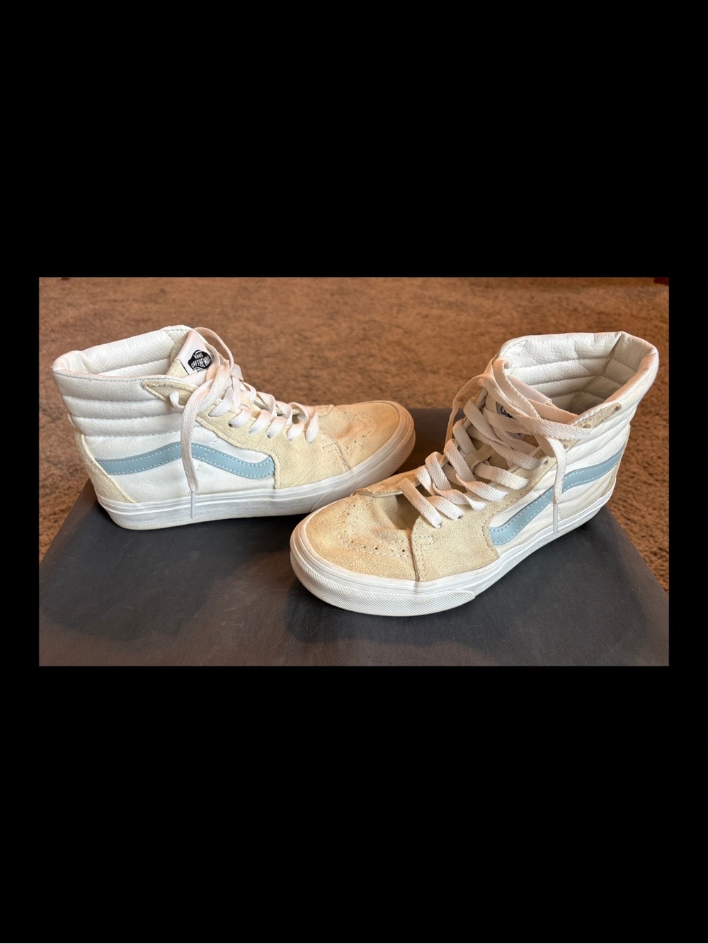 Vans High Top in Cream and Light Blue